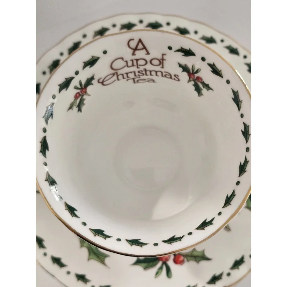 Hanson Christmas Porcelain Tea Cup & Saucer Set 1992 Painted Decorated Waldman